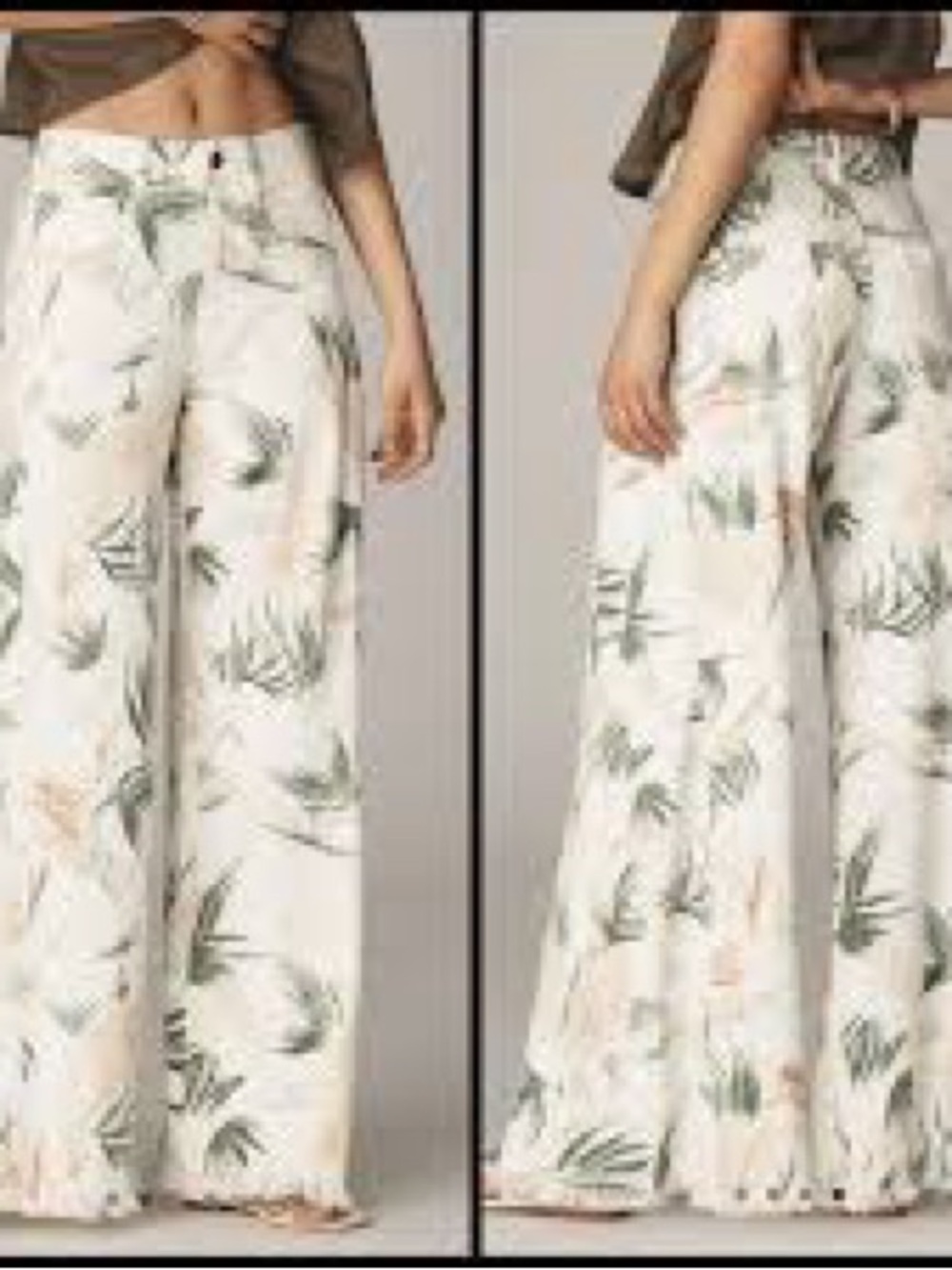 Adi Printed Linen Mid-Rise Flare Pants by Pilcro from Anthropologie Sz 24